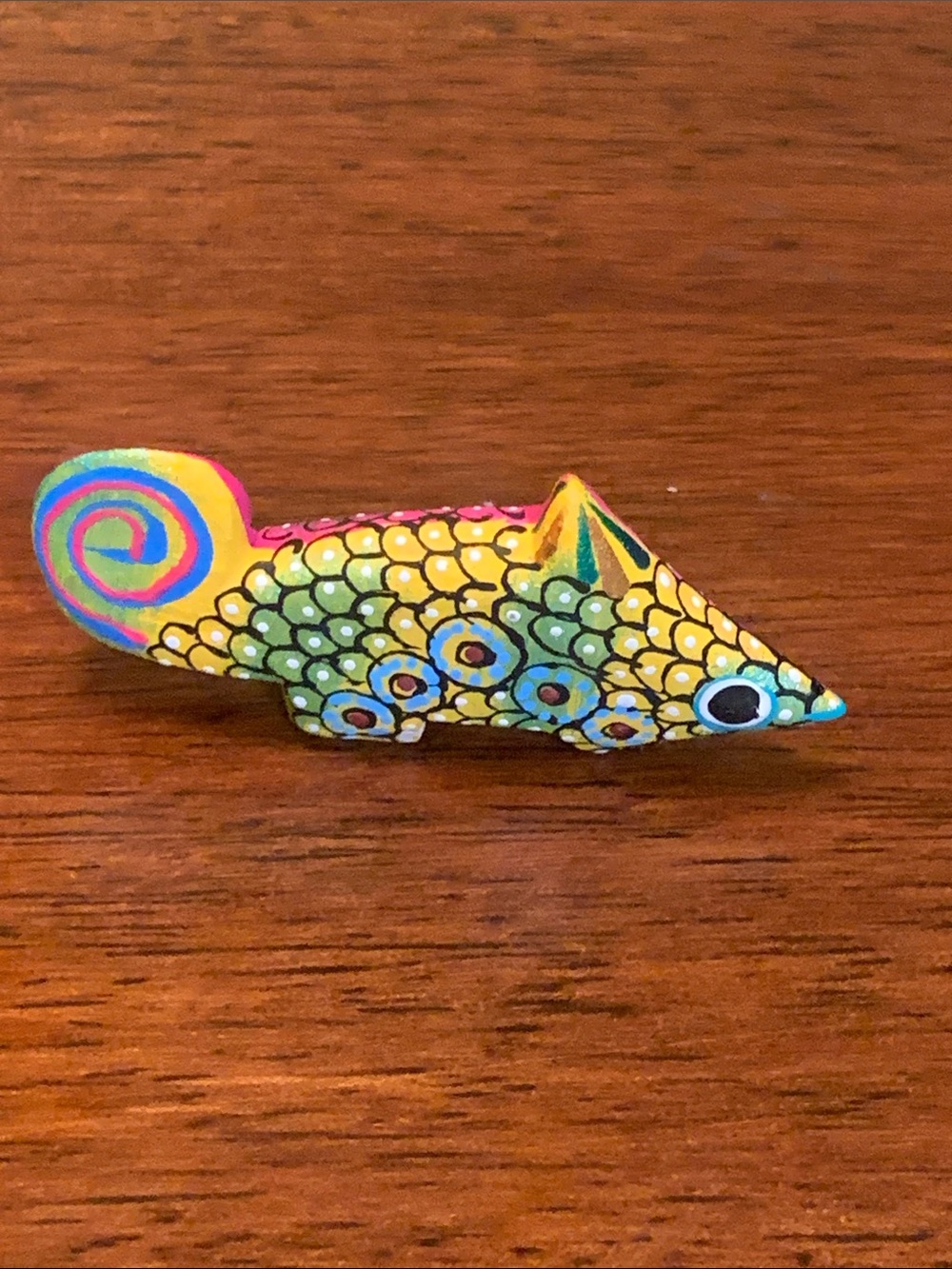 Beautiful hand made wooden, symbolic fish , hand painted, protection figure .